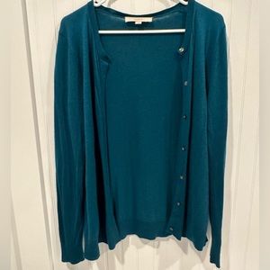 Loft button up cardigan teal blue size L
